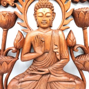 Buddha & Lotus Ξύλινο Διακοσμητικό 40cm
